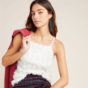 Anthropologie S Ivory Celeste Feathered Tank Top